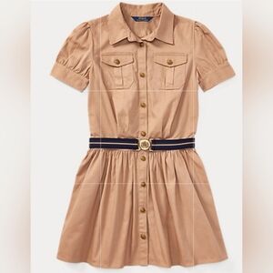 Polo Ralph Lauren Girls Belted Cotton Chino Shirtdress.
